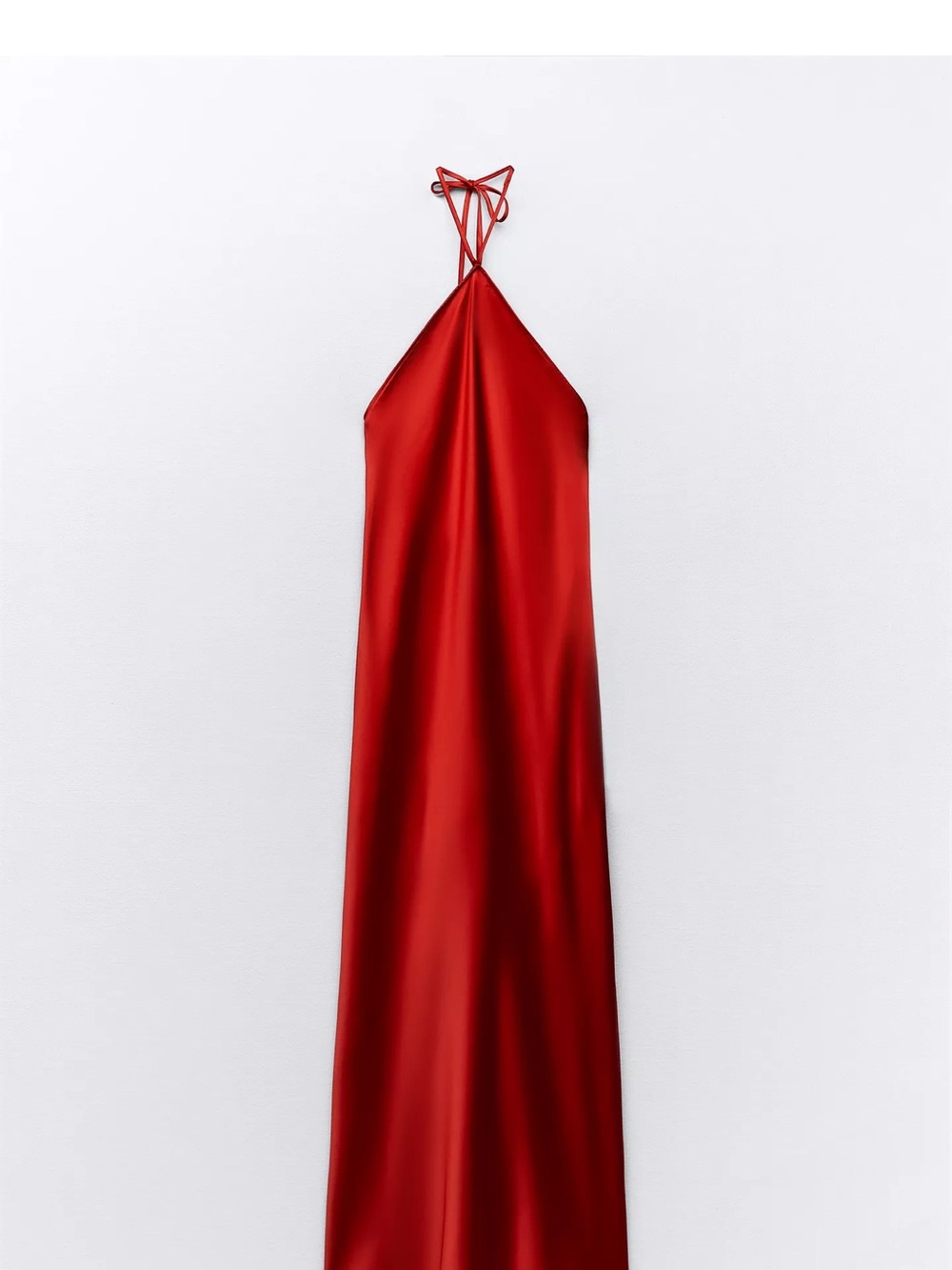 Zara Red Satin Halter Maxi Dress